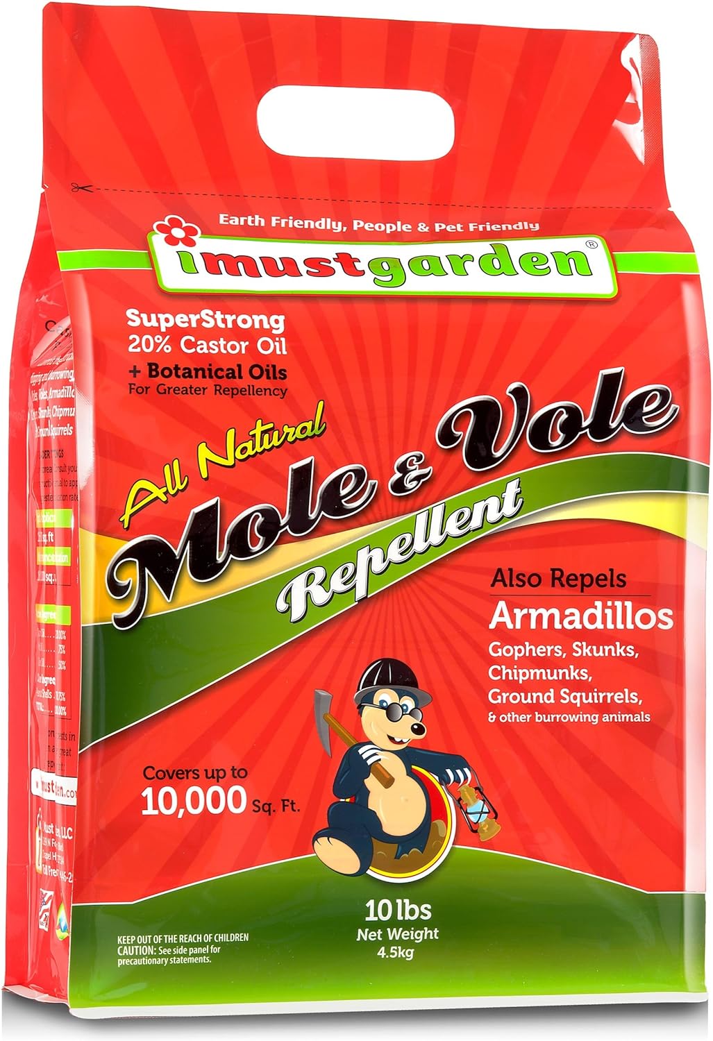 I Must Garden Mole & Vole Repellent- Professional Strength – Twice The Coverage – All Natural Ingredients - Pleasant Scent - 10lb - 1